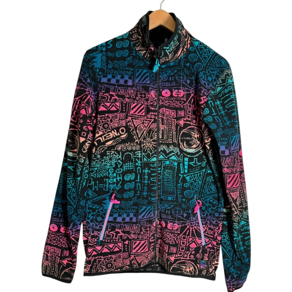 O'Neill Surf Men's 91' X-treme Neon Surf Full Zip Fleece Jacket Black Medium